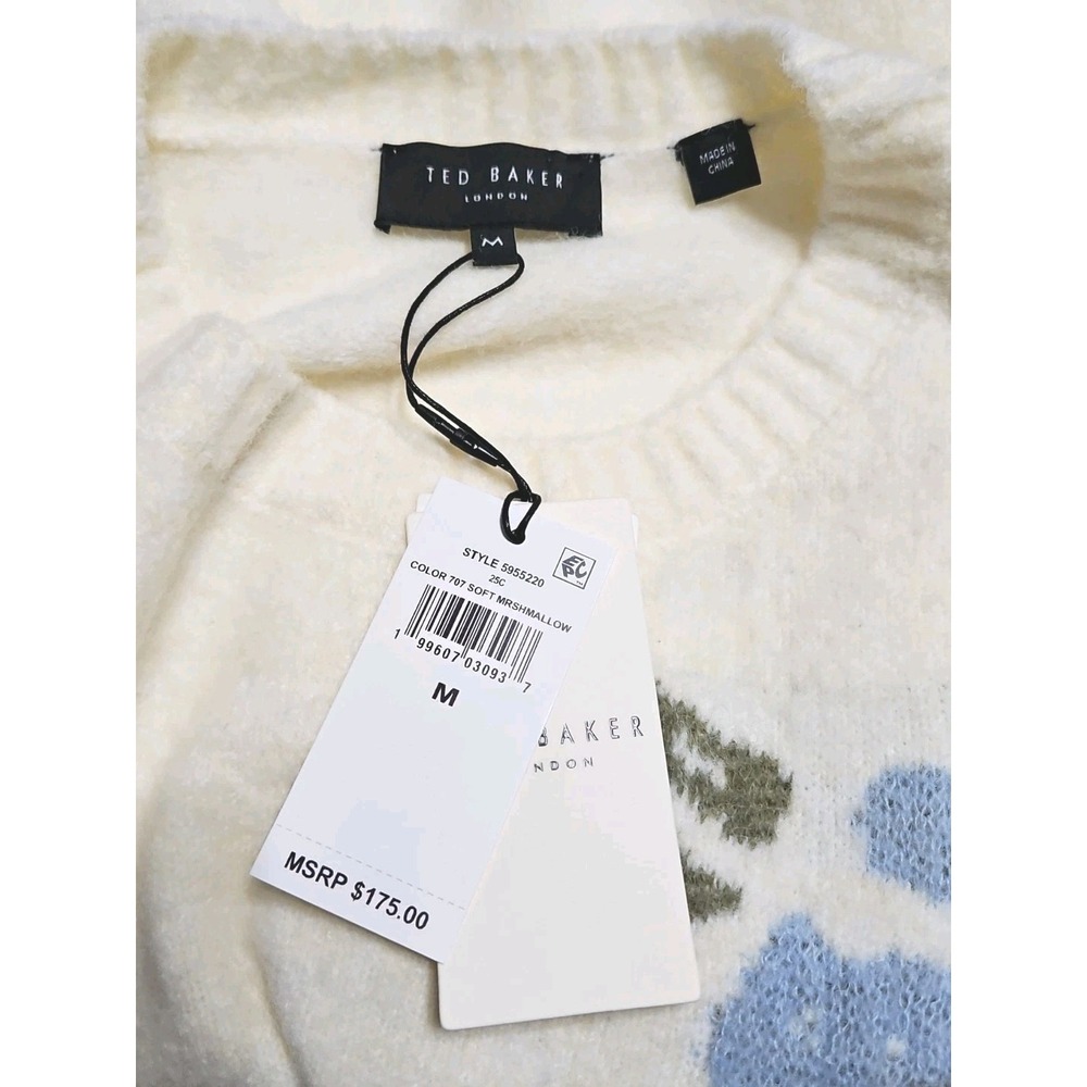 Ted Baker London Floral Jacquard Sweater Women's Medium In Soft Marshmallow - Picture 7 of 8
